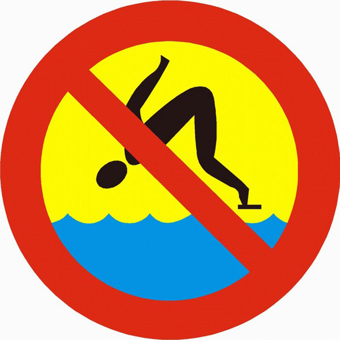 Znak zakazu "Skakanie do wody zabronione"